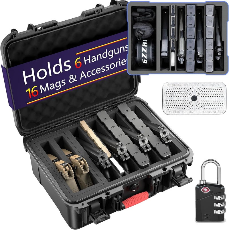 Betschkim Pistol Gun Case for Handguns – Holds Multiple Handguns Case & Mags | TSA Approved Waterproof Hard Shell Pistol Case with Pre-Cut Foam, Heavy Duty Protection for Storage - Image 1